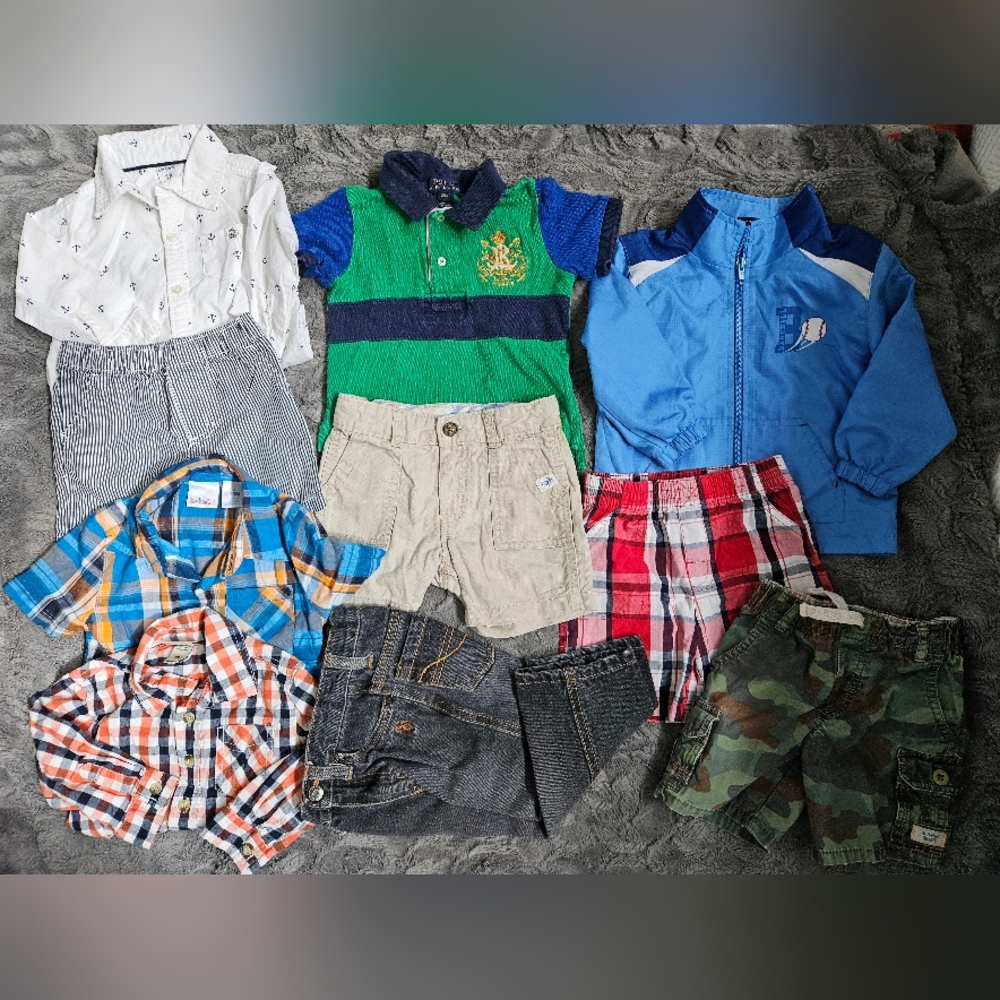 Boys shirts, shorts,  and pants 10 piece lot Size 18 months KK4